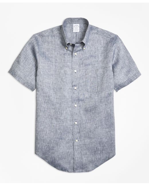 Brooks brothers Madison Fit Irish Linen Short-sleeve Sport Shirt in ...