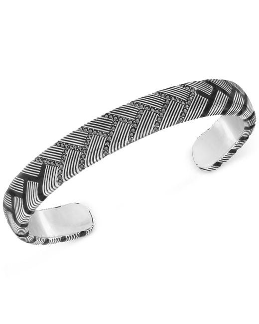 Swarovski Men'S Caesar Rhodium-Plated Black Crystal Cuff Bracelet for men