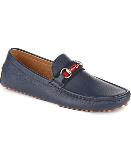Gucci Leather Driving Shoes in Blue for Men | Lyst