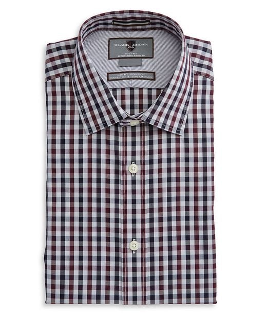 Black & brown Checkered Dress Shirt in Purple for Men - Save 64% | Lyst