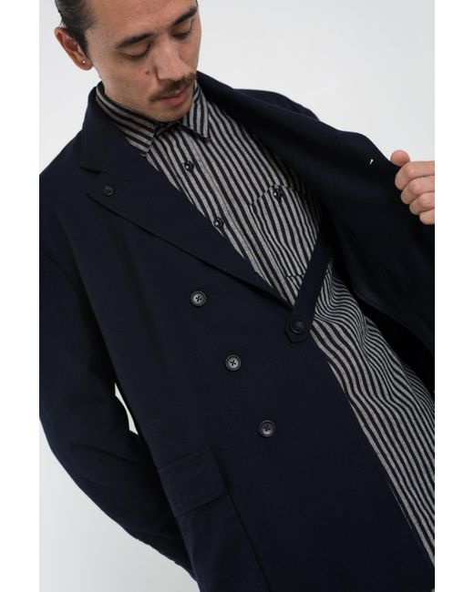 Engineered Garments Reefer Jacket Dark Navy Wool Uniform Serge in Blue