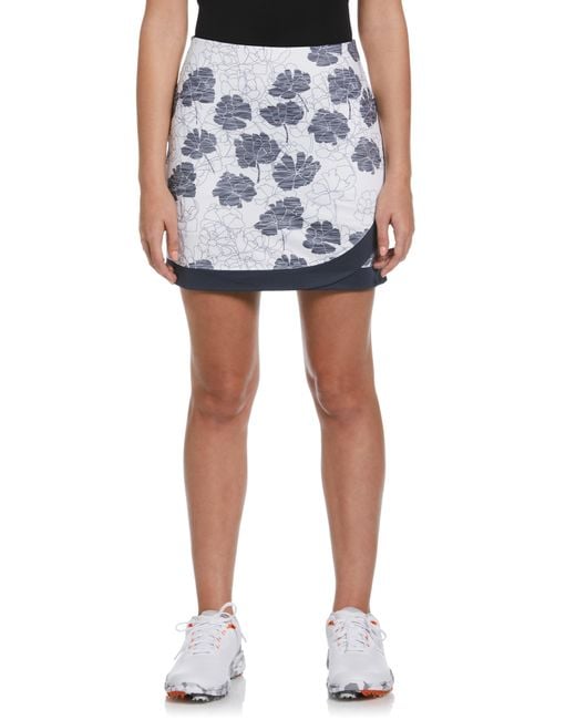 Callaway Apparel 17" Cutout Floral Print Wrap Golf Skort in Blue Lyst