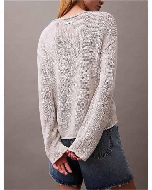 Calvin Klein Multicolor Linen Blend Relaxed Sweater
