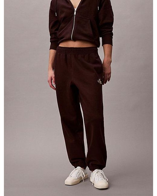 Calvin Klein Brown Jeans Cotton Terry Monogram Joggers