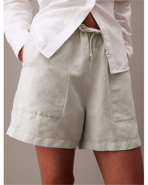 Calvin Klein Brown Casual Linen Blend Pull-on Shorts