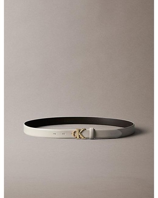 Calvin Klein Brown Full Grain Leather Logo Belt