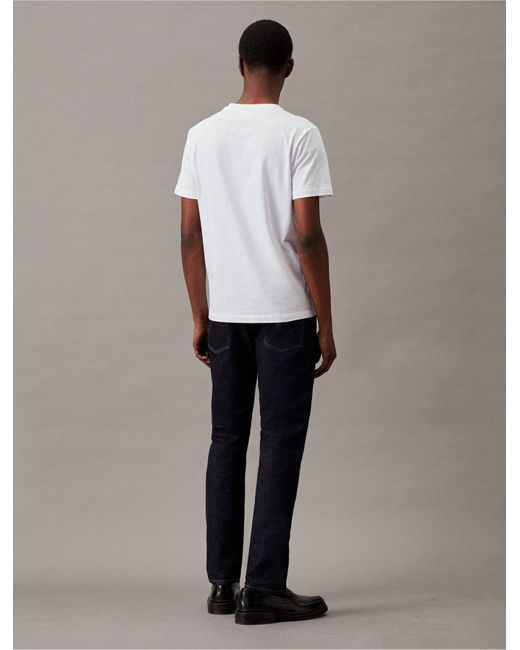 Calvin Klein White Framed Flower Graphic Classic Crewneck T-shirt for men