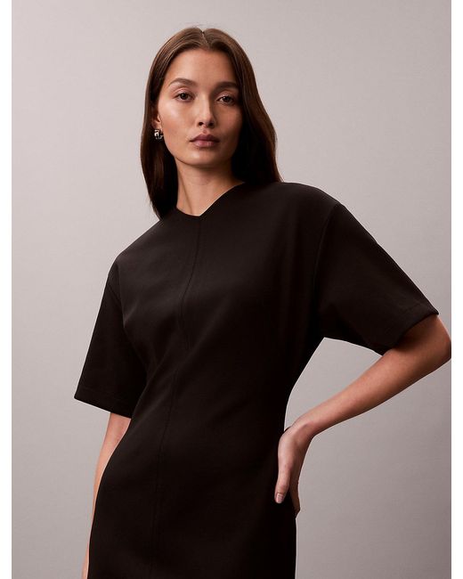 Calvin Klein Brown Smooth Stretch V-Neck Short Sleeve Dress