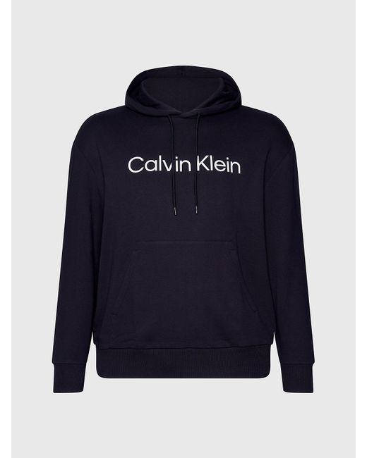 Calvin Klein Blue Plus Size Cotton Terry Logo Hoodie for men