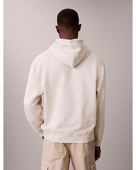 Calvin Klein Pink Jeans Fleece Monogram Logo Patch Relaxed Hoodie for men