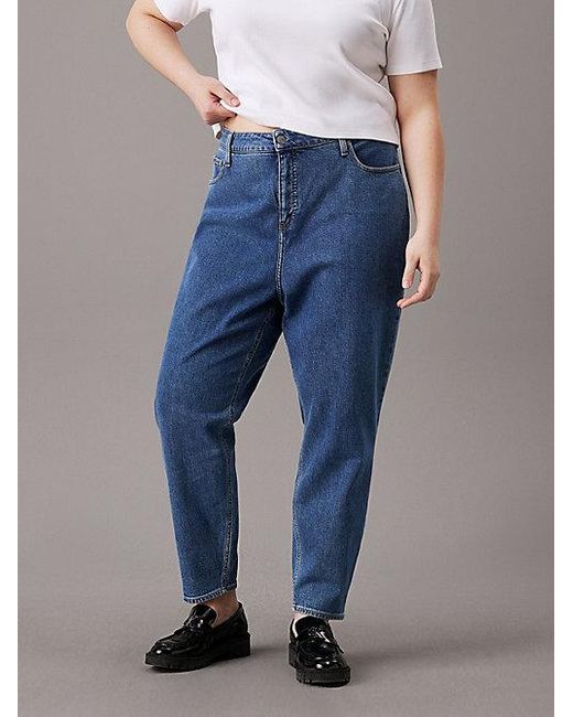 Calvin Klein Grote Maat Mom Jeans in het Blue