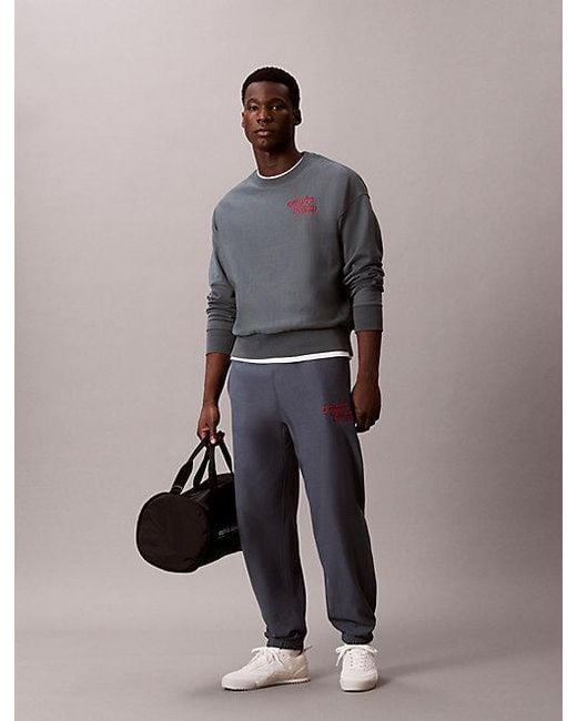 Calvin Klein Blue Jeans Relaxed Embroidered Logo Joggers for men