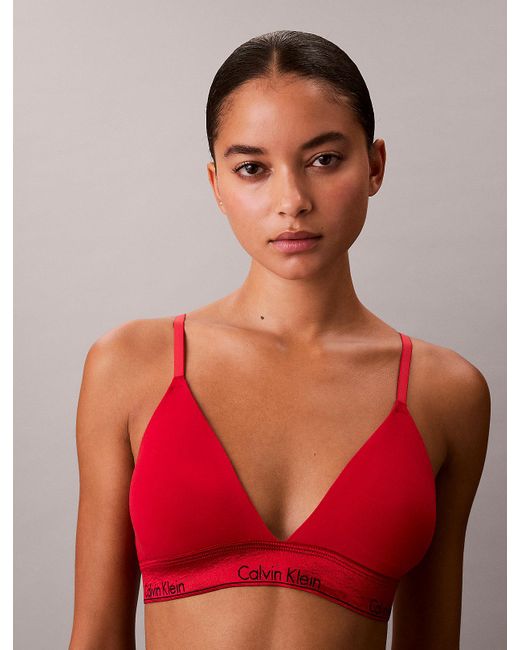 Calvin Klein Red Lightly Lined Triangle Bralette