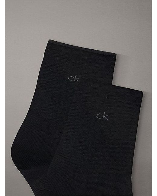 Calvin Klein Black 3 Pack Soft Cotton Rolltop Crew Socks