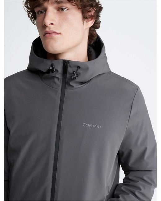 Calvin Klein Gray Hooded Stretch Lined Jacket for men