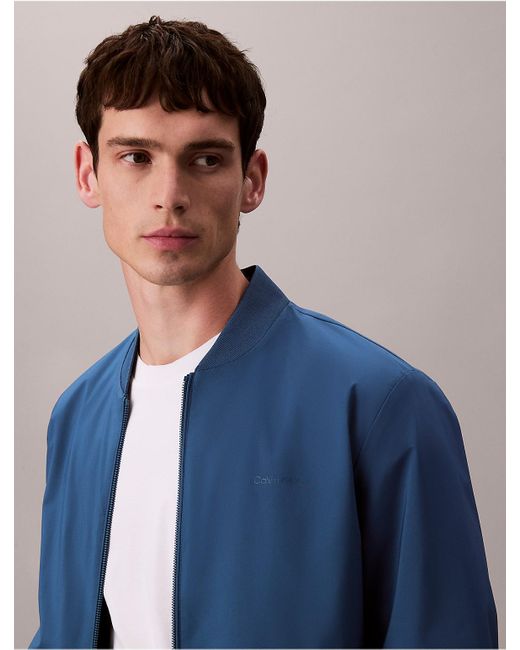 Calvin Klein Blue Matte Bomber Jacket for men