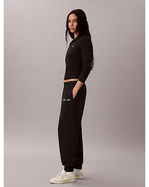 Calvin Klein Black Logo Cotton Jersey Lounge Sweatpants