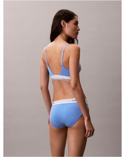 Calvin Klein Blue Icon Cotton Modal Plunge Bra