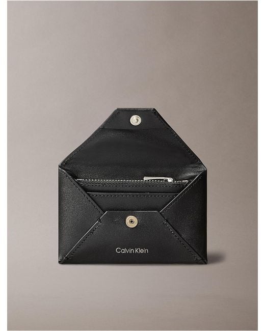 Calvin Klein Gray Leather Envelope Card Case for men