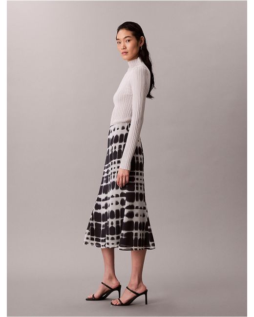 Calvin Klein Multicolor Printed Flared Midi Skirt