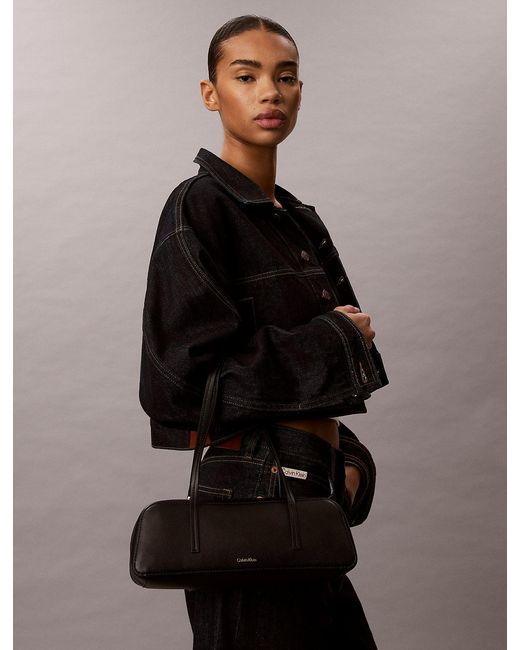 Calvin Klein Black Foil Logo Shoulder Bag