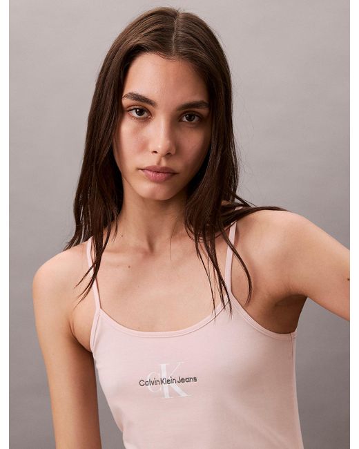 Calvin Klein Gray Slim Monogram Cami Dress