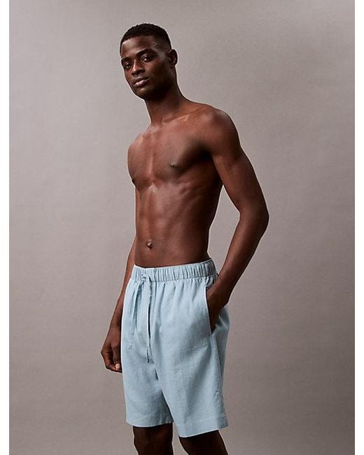 Calvin Klein Korte Pyjamabroek Van Linnenmix in het Multicolor voor heren