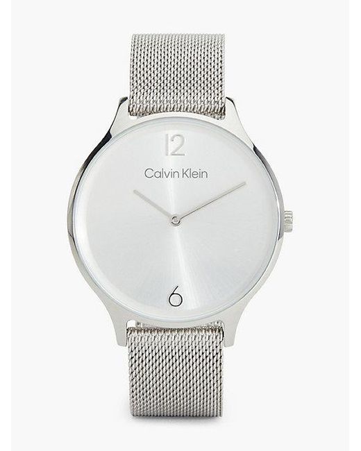 Calvin Klein Gray Minimalistic Dial Mesh Bracelet Watch
