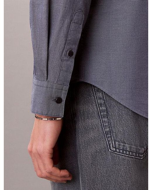 Calvin Klein Klassiek Poplinkatoenen Button-Down Overhemd in het Blue voor heren