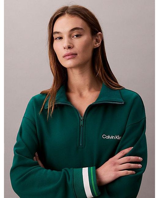 Calvin Klein Green Sport French Terry 1 4 Zip Sweatshirt