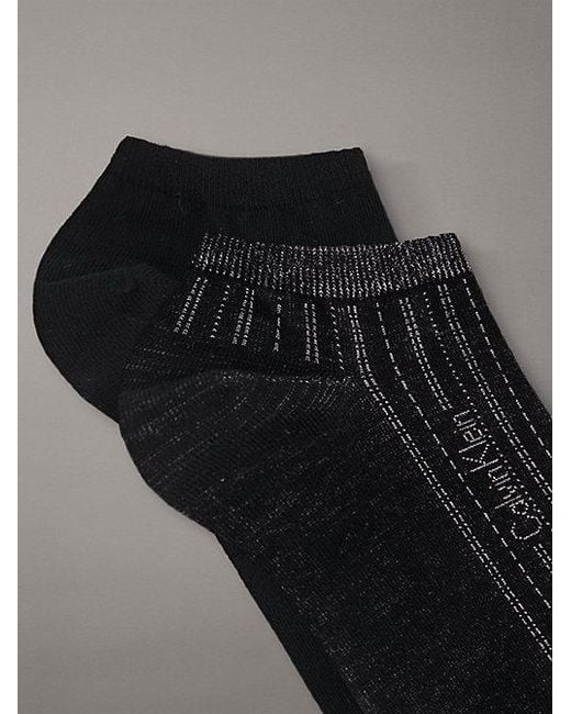 Calvin Klein Black 2 Pack Soft Stretch Stripe Trainer Socks for men