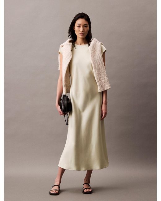 Calvin Klein Natural Satin Sheath Dress