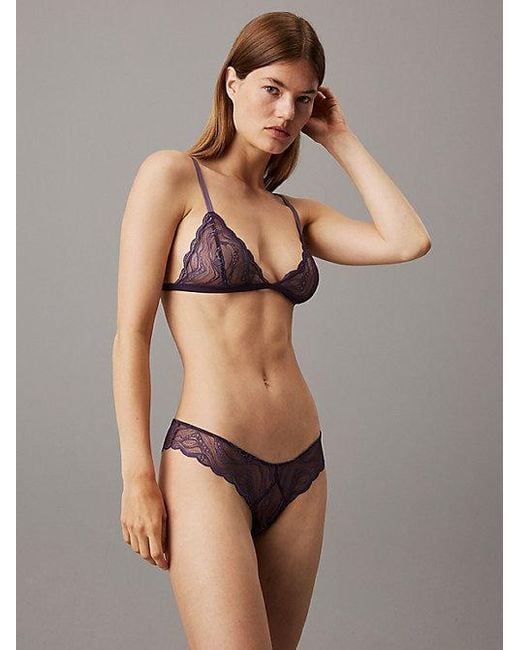 Sujetador de triángulo de encaje transparente - CK Instinct Calvin Klein de color Brown