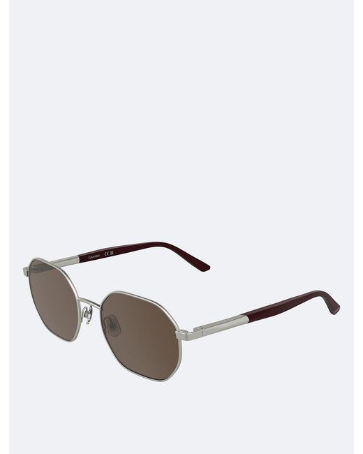 Calvin Klein White Modified Rectangle Sunglasses Ck25110S