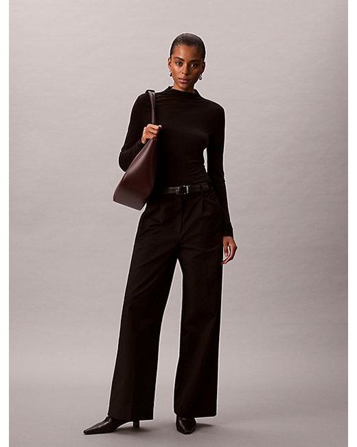 Calvin Klein Black Slim Mock Neck Top