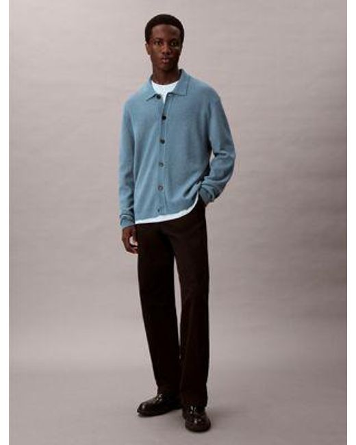 Cárdigan holgado de mezcla de lana y buclé Calvin Klein de hombre de color Blue