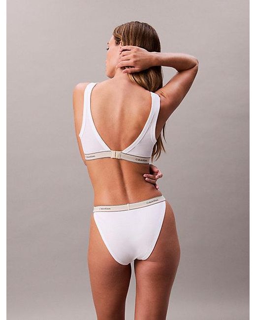 Calvin Klein White Lightly Lined Triangle Bralette Heritage Cotton Stretch