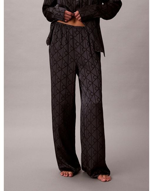 Calvin Klein Brown Satin Sheen Print Pyjama Pants