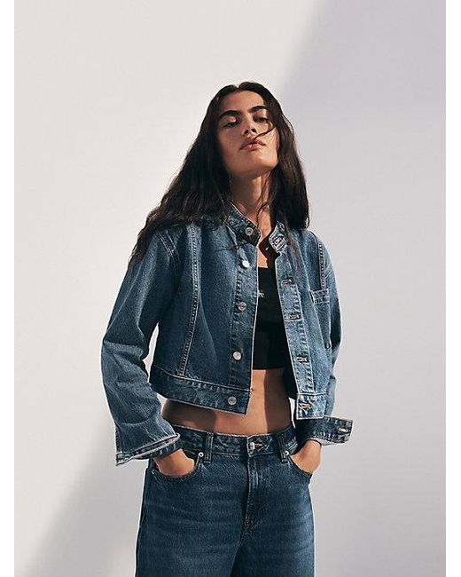 Calvin Klein Blue Jeans Cropped Denim Jacket