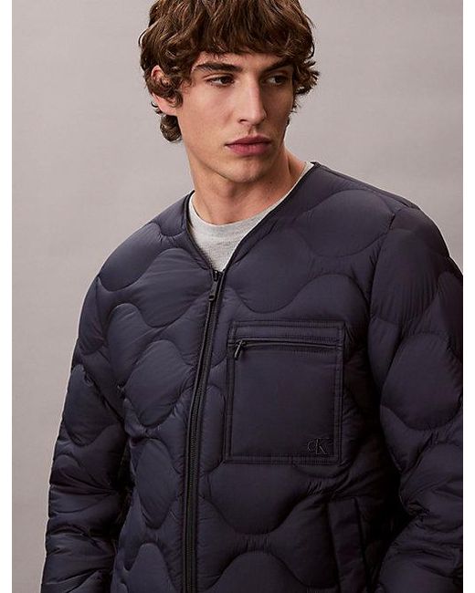 Calvin Klein Blue Jeans Nylon Quilted Bomber Jacket for men