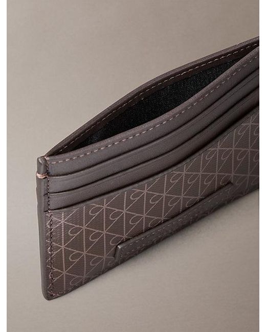Calvin Klein Gray Allover Monogram Logo Card Holder for men