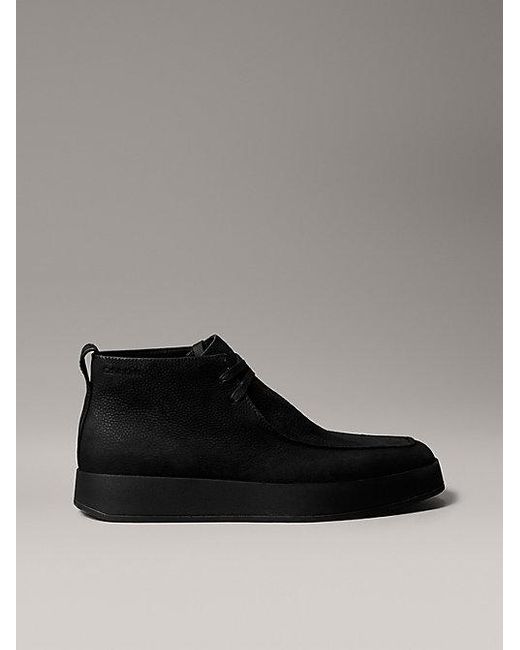 Calvin Klein Black Leather Warm Hybrid Cupsole Chukka Boots for men
