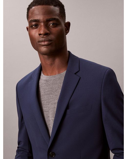 Calvin Klein Blue Slim Wool Stretch Blazer for men