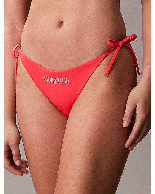 Calvin Klein Red Tie Side Bikini Bottoms Intense Power