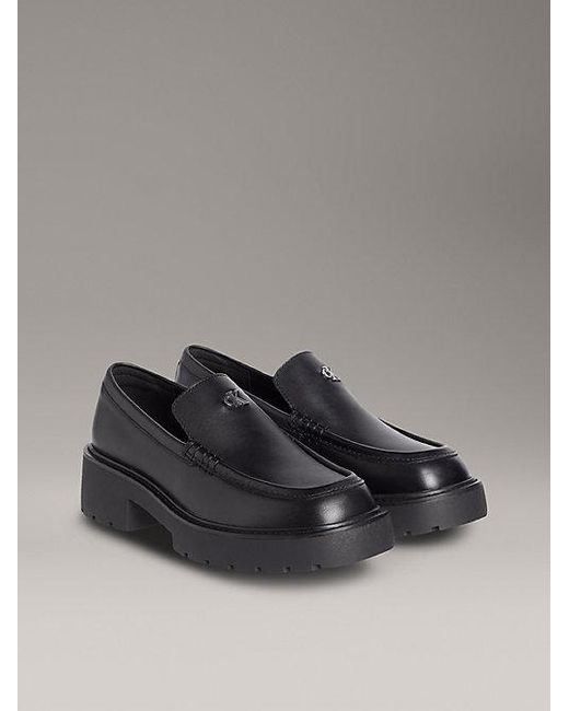 Calvin Klein Gray Jeans Leather Platform Loafers