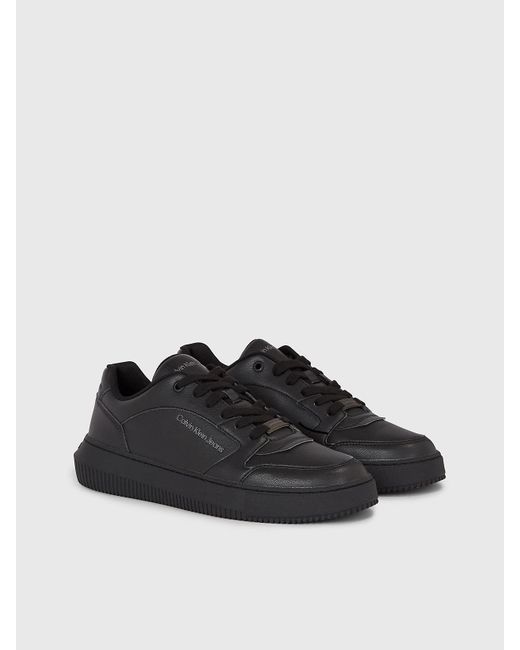 Calvin Klein Black Faux Leather Trainers for men