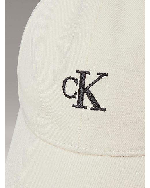 Calvin Klein White Embroidered Monogram Baseball Cap