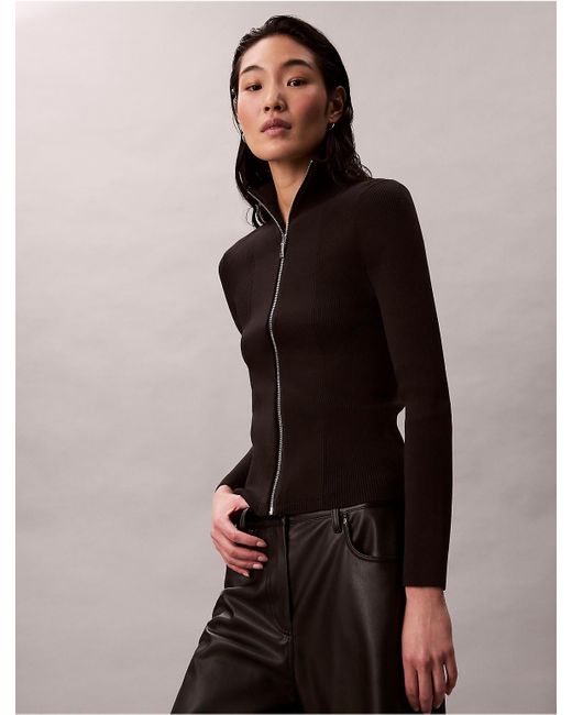 Calvin Klein Black Nylon Rib Zip Jacket