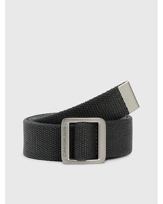 Cinturón de lona lavada con logo Calvin Klein de color Black