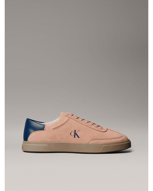 Calvin Klein Gray Suede Signature Logo Trainers